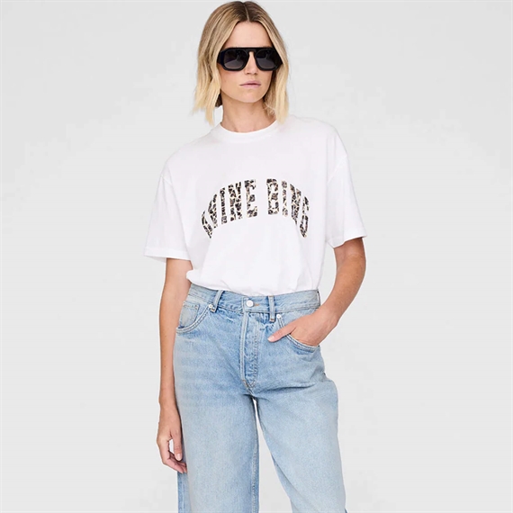 Anine Bing Walker Leopard T-shirt, Ivory 